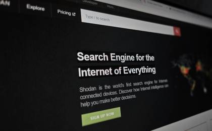 Shodan web page open on a monitor