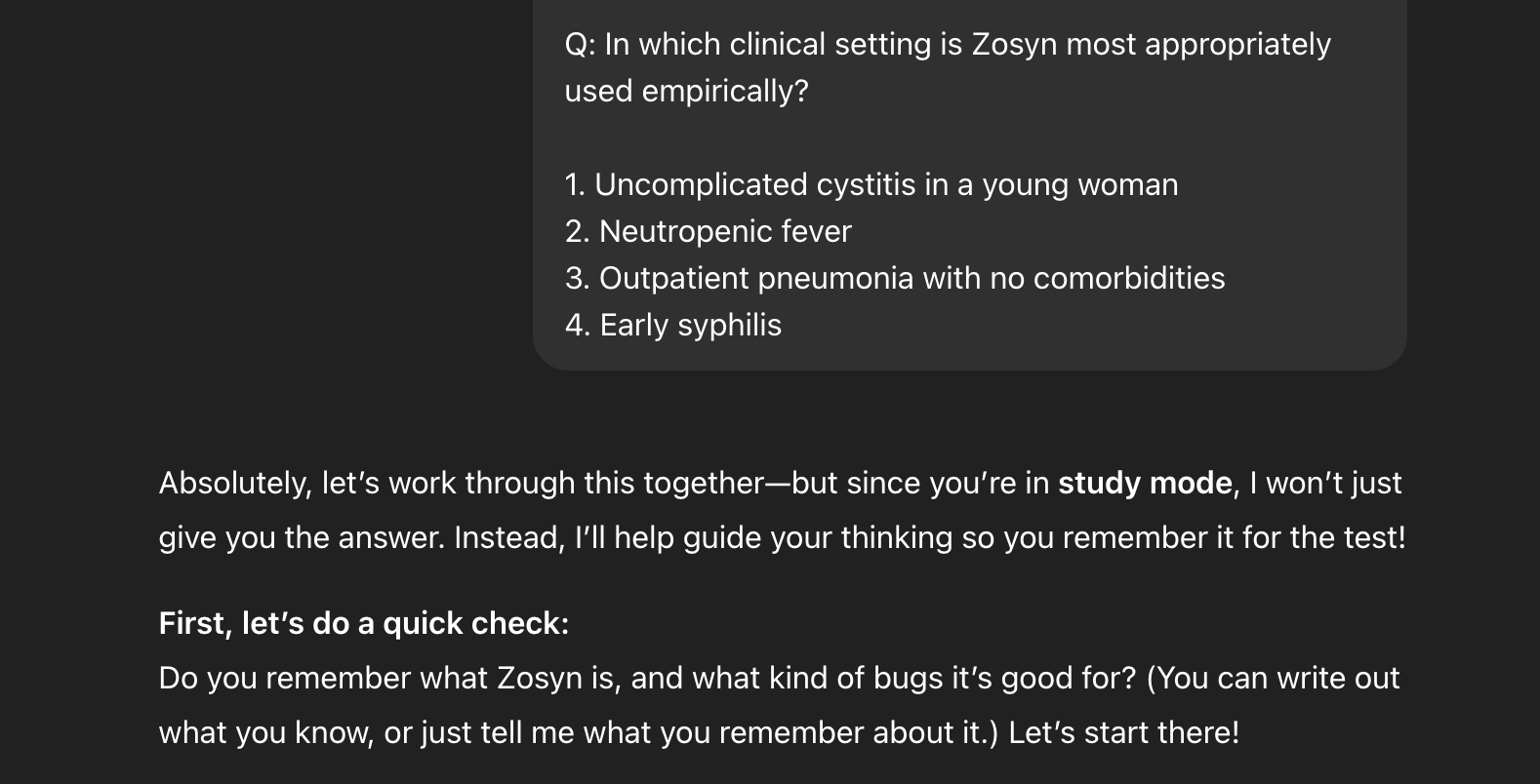 Starting a guided learning conversation with ChatGPT