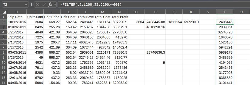 The FILTERS function in Excel