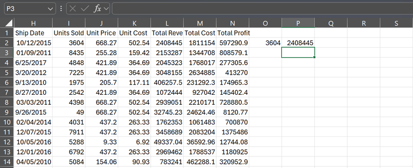 The result of an XLOOKUP formula in Excel