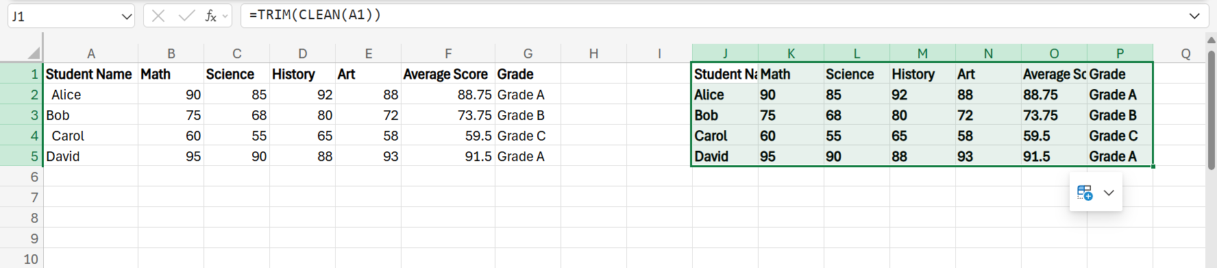 The TRIM and CLEAN Functions in Excel used together