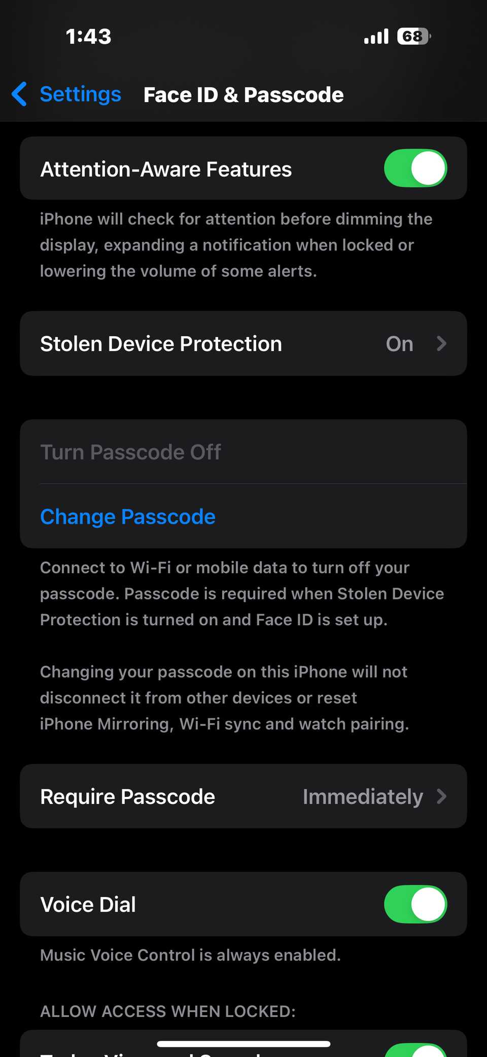 Tweaking Stolen Device Security in iPhone Settings