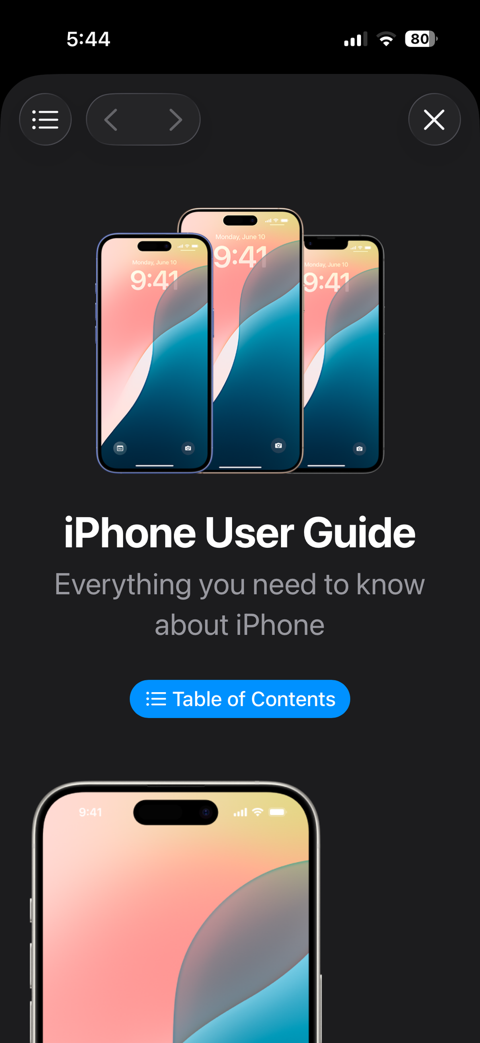 User Guide in Tips app on iPhone