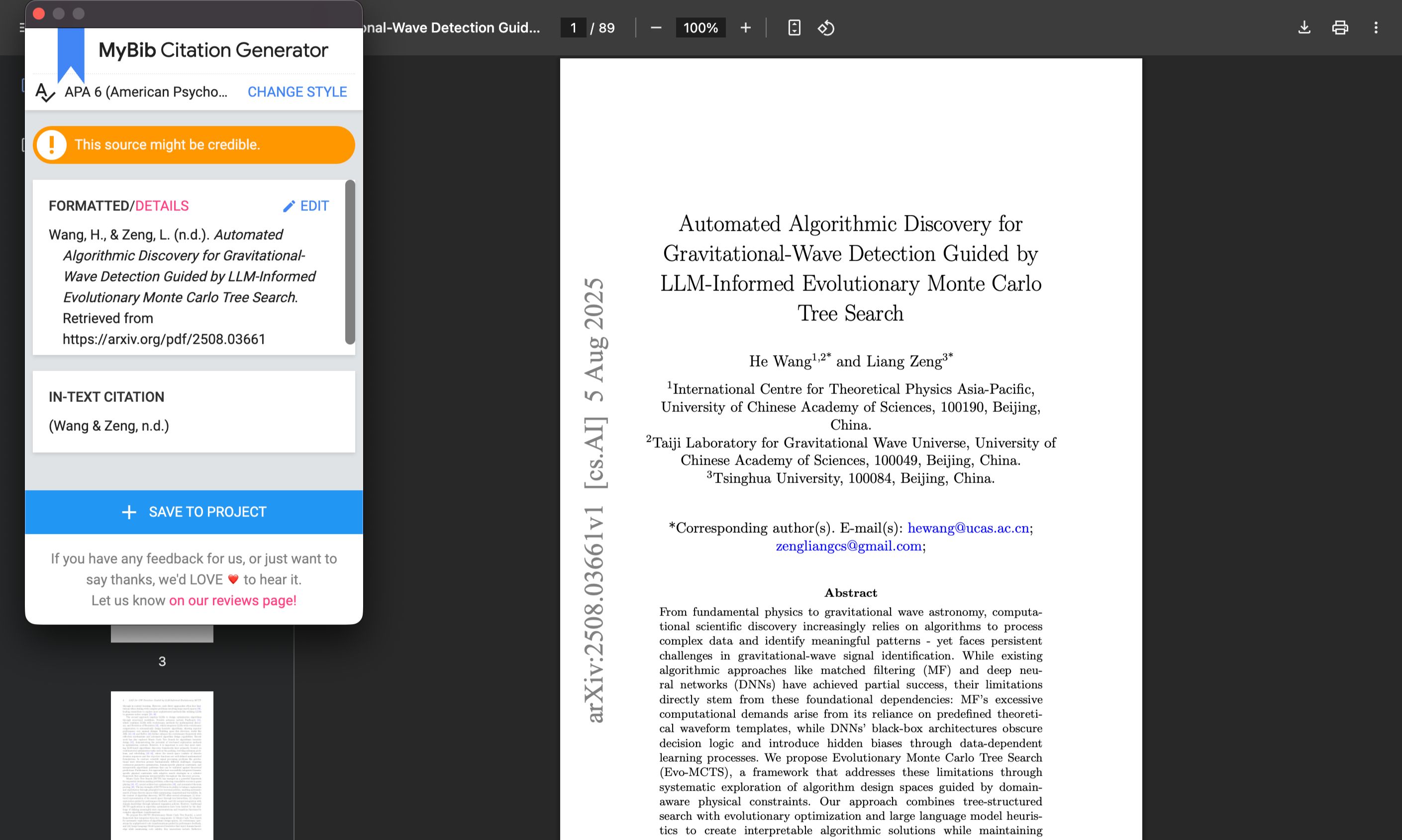 Using MyBib to generate citations