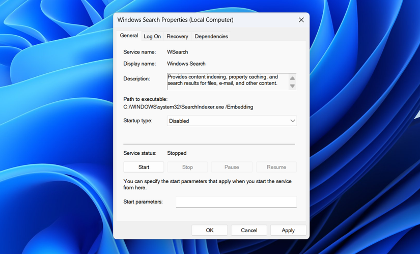 Windows Search Properties on Desktop
