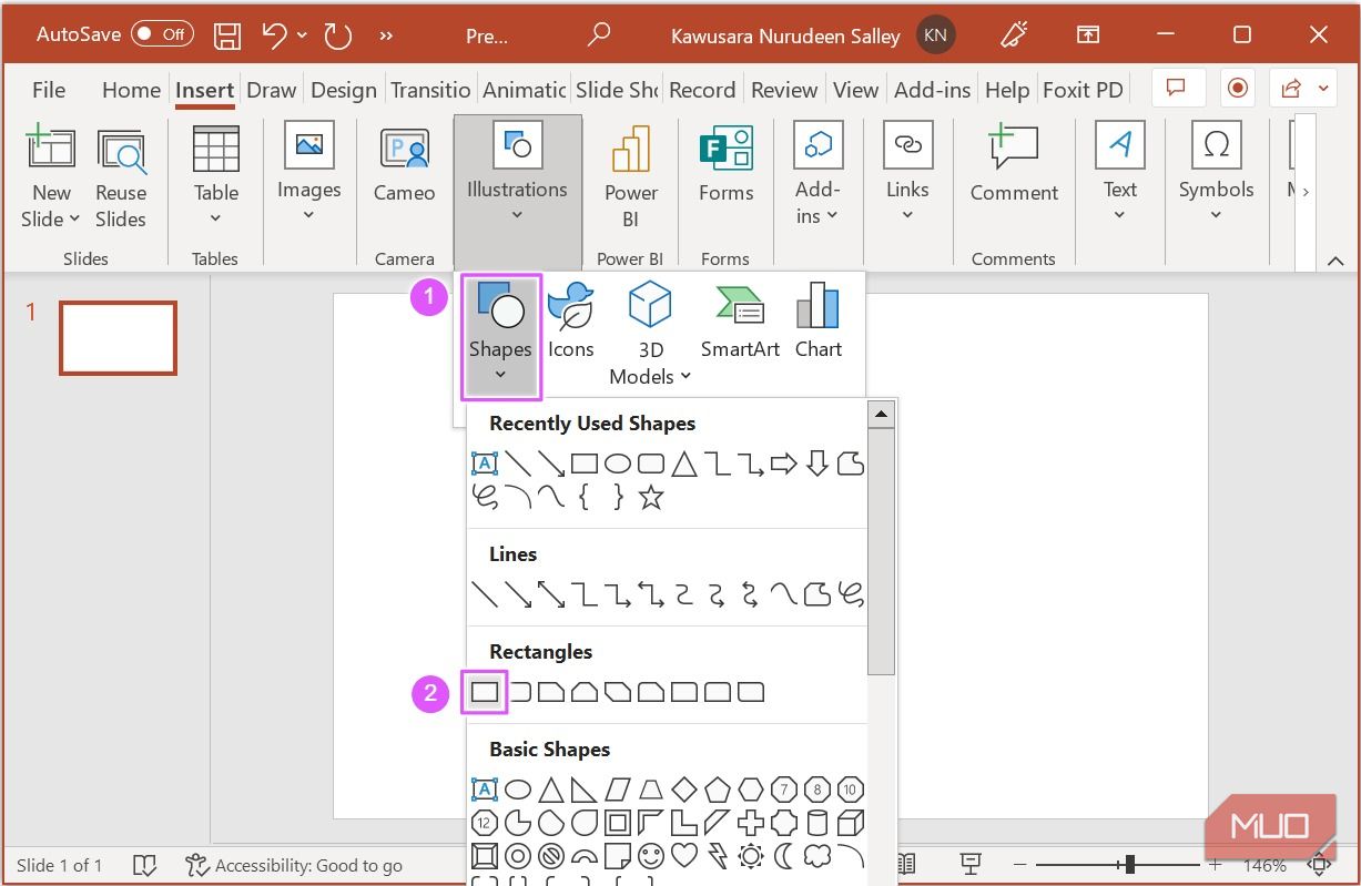 Add a rectangle in PowerPoint