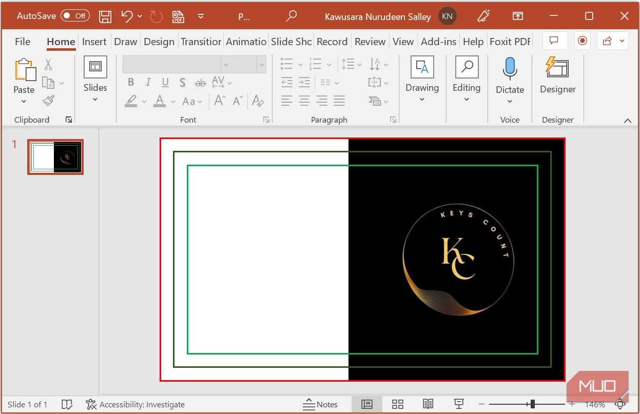 Add a black rectangle to logo in PowerPoint