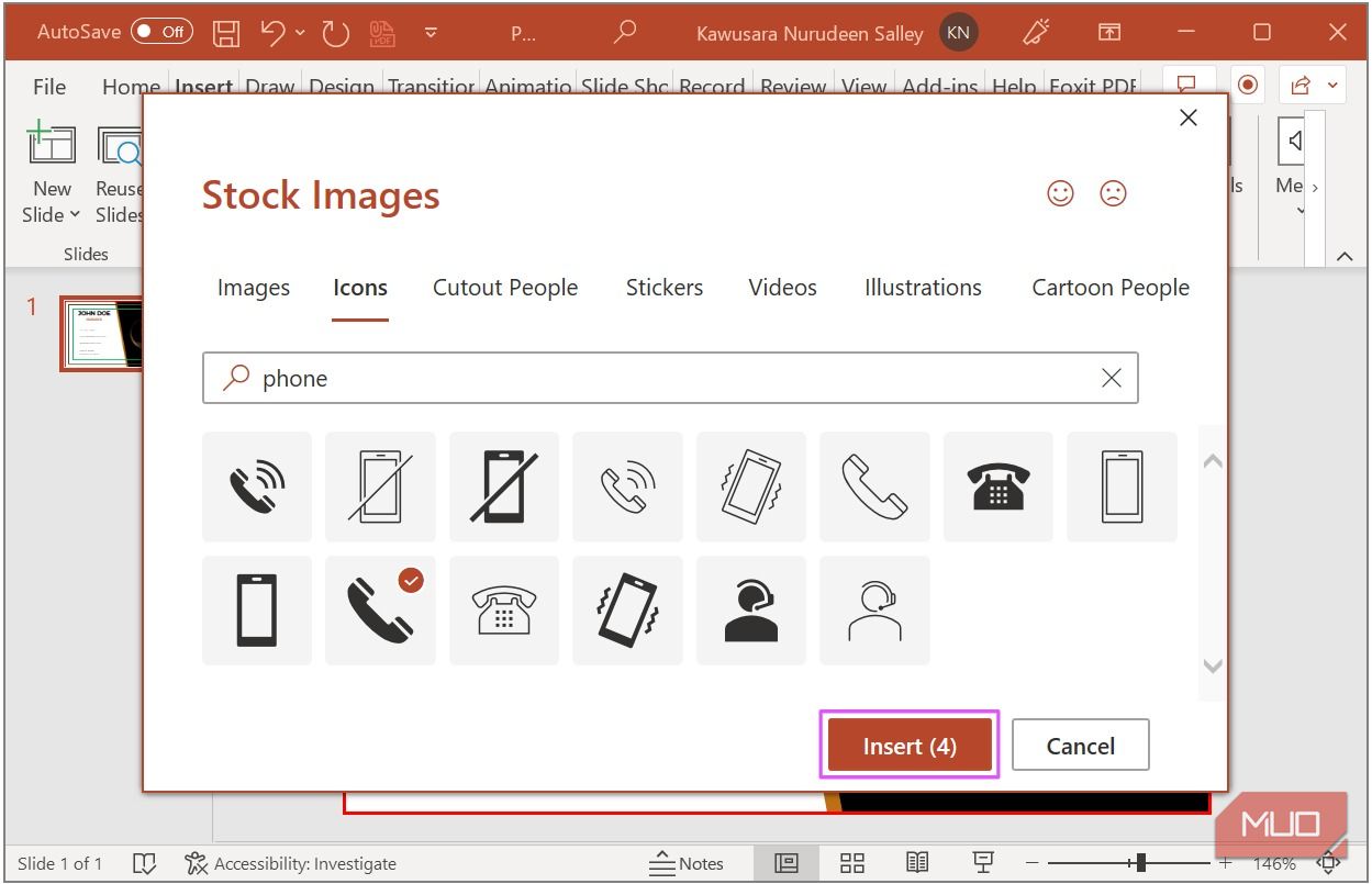Add icons in PowerPoint