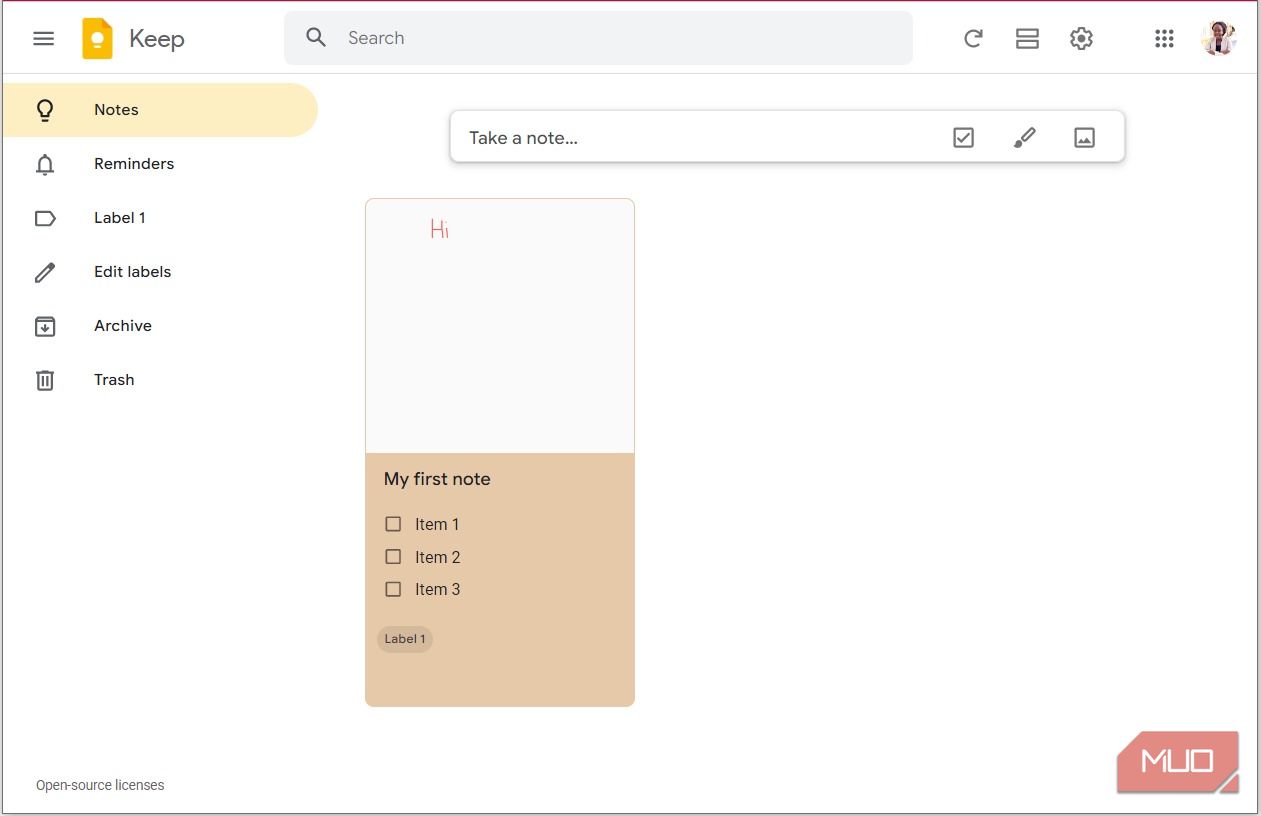 Google Keep در عمل