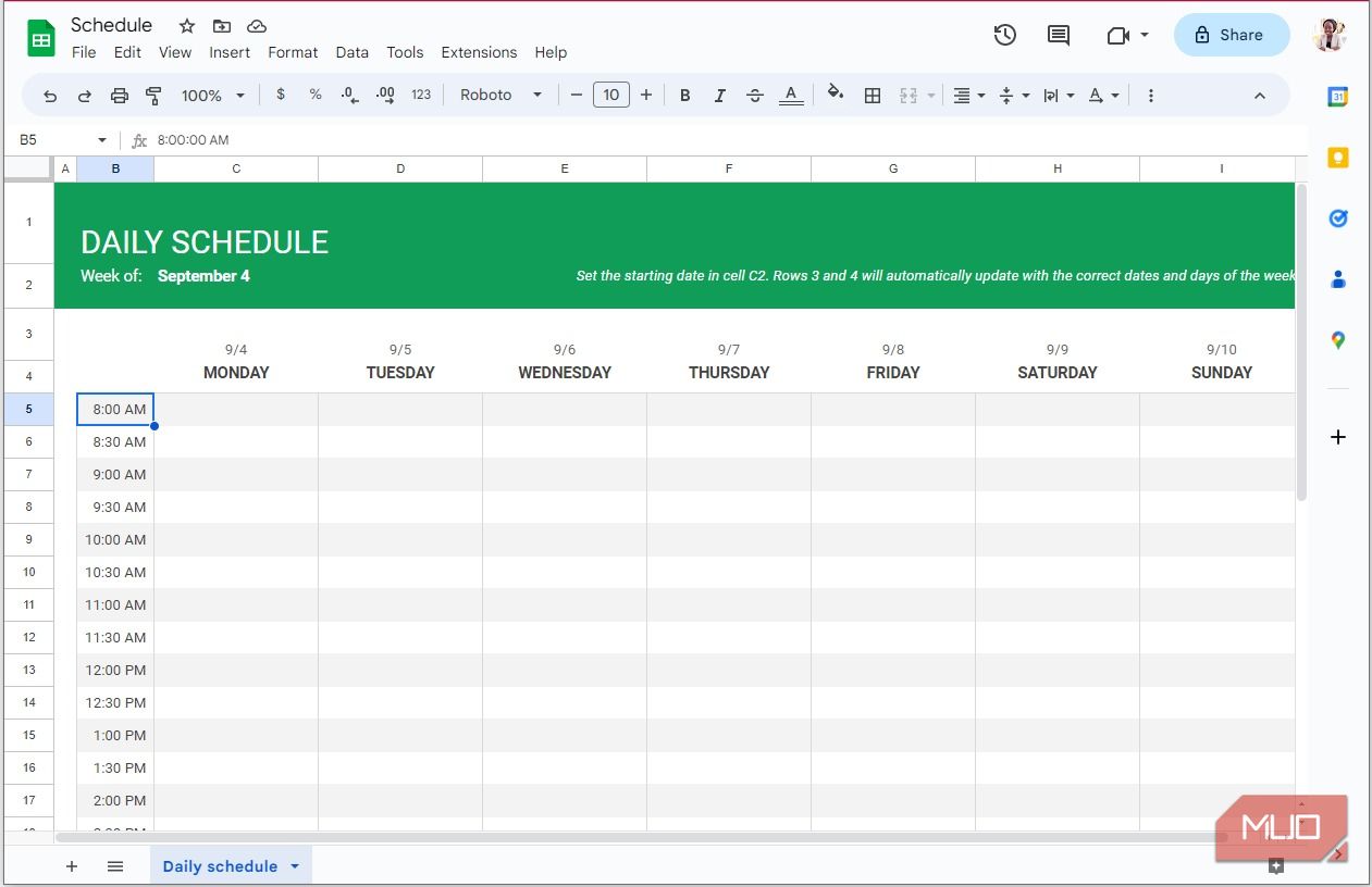 Google Sheets در حال عمل است