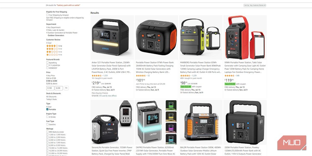 Daftar paket baterai dengan outlet AC di Amazon