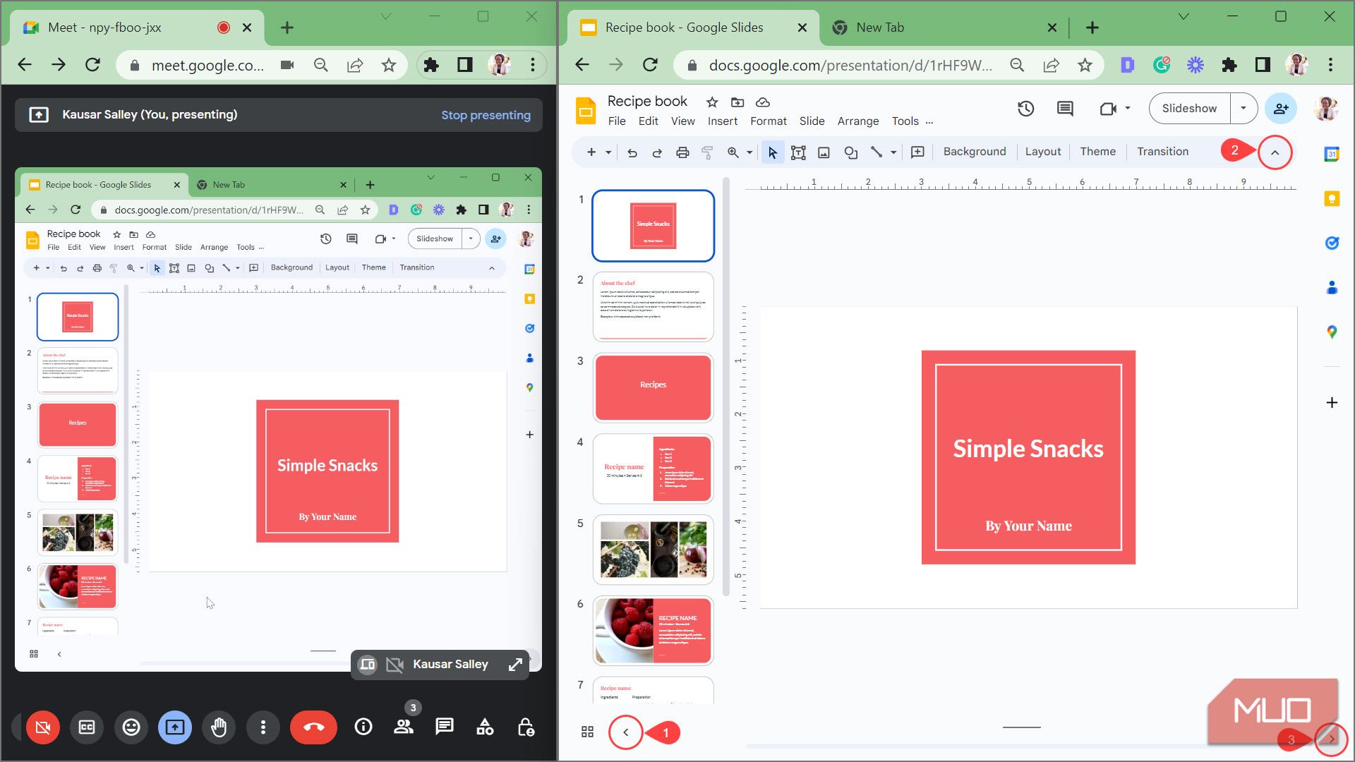 Use Window mode to view Google Slides and Google Meet participants