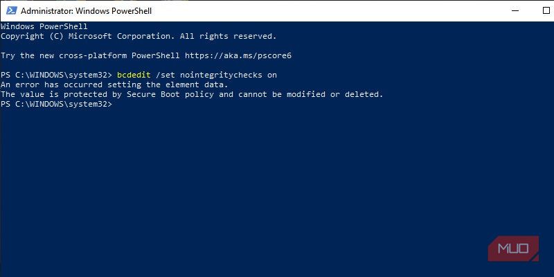 Ошибка безопасной загрузки в PowerShell