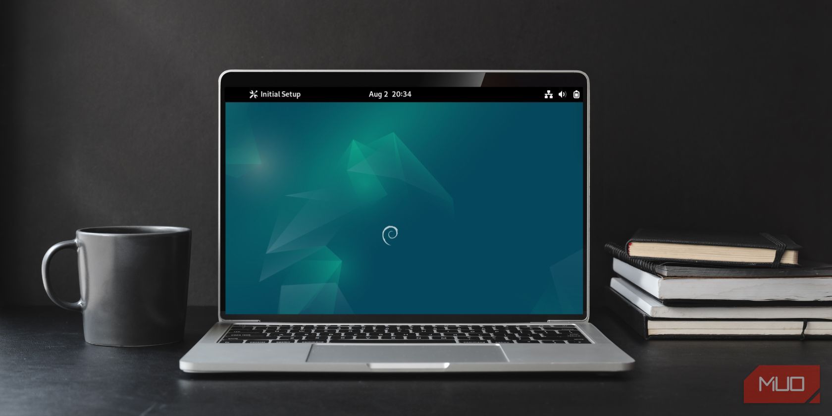 A laptop having Debian operating system installed on VirtualBox