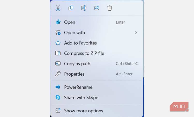 menu konteks di Windows 11
