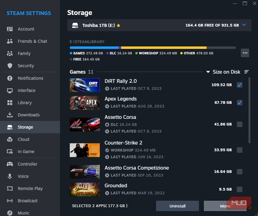 Moving Steam games to different Steam Library folder