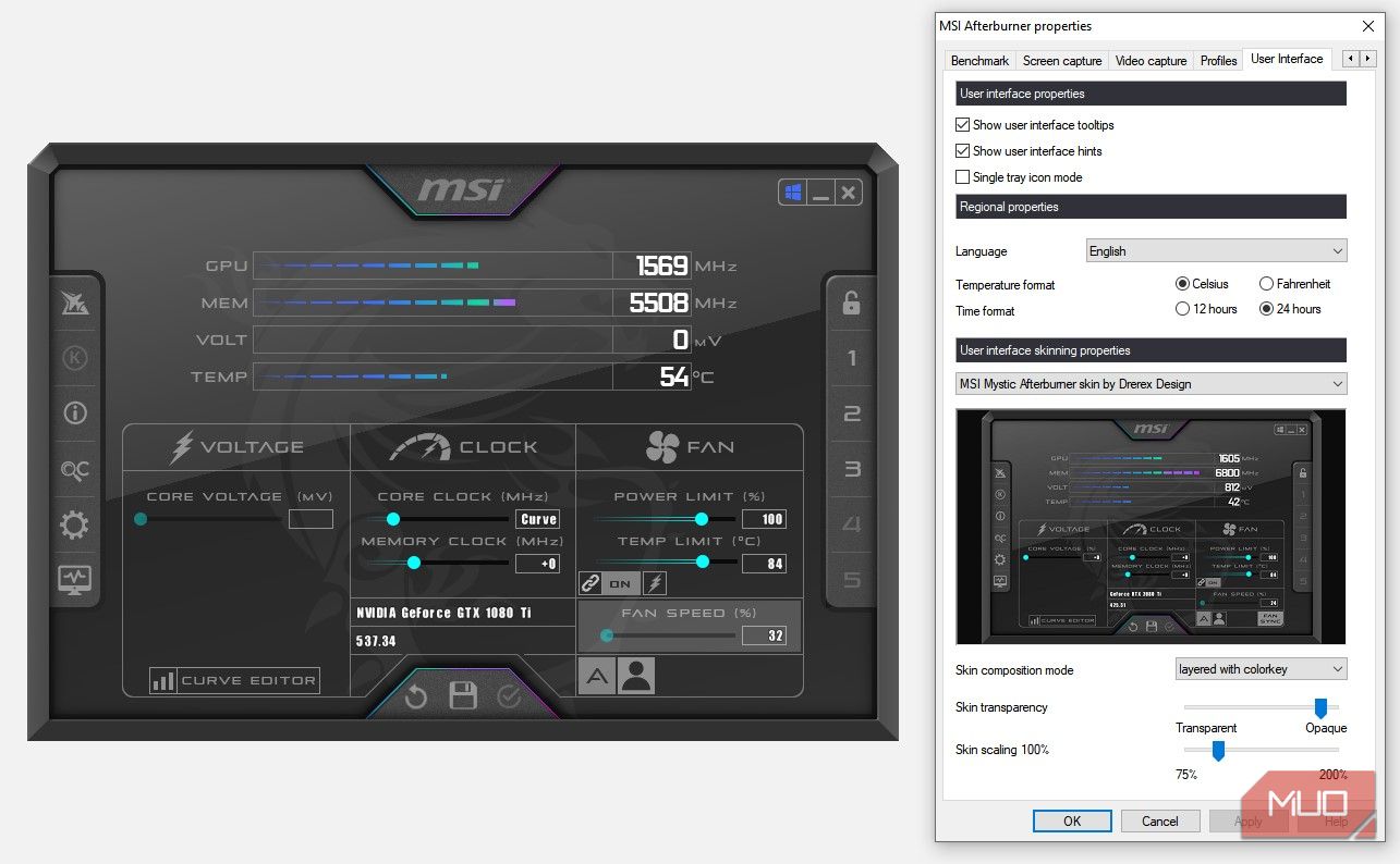 پوسته MSI Mystic Afterburner