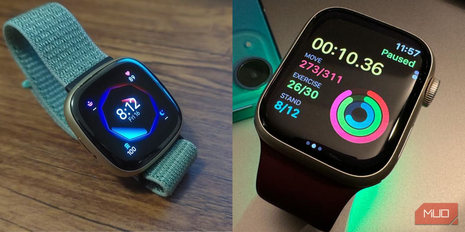 Fitbit Sense 2 and Apple Watch Series 9 side-by-side