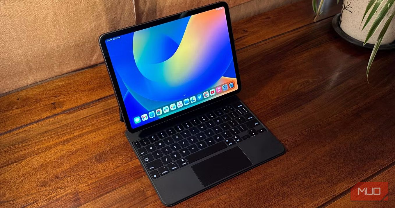 iPad Pro connected to Magic Keyboard on a desk