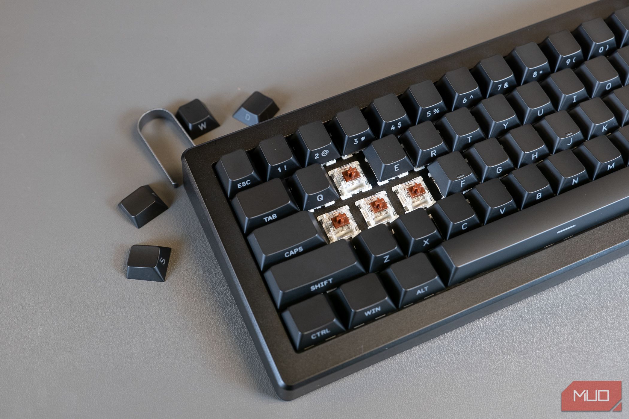 The Drop CSTM65 with keycaps removed
