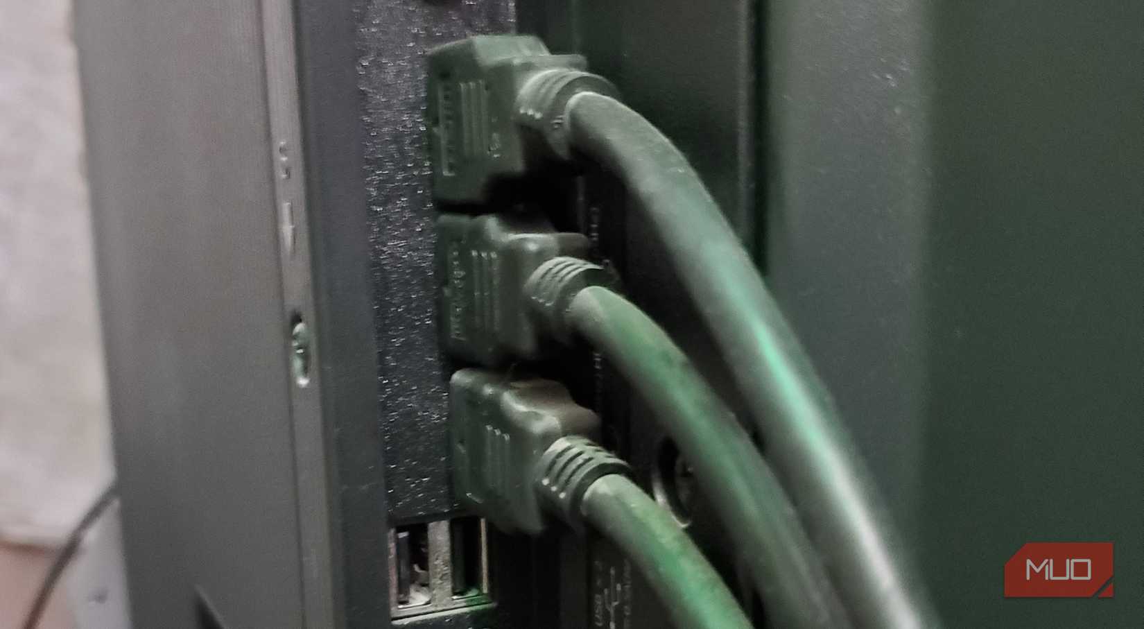 HDMI cables plugged to a SmartTV