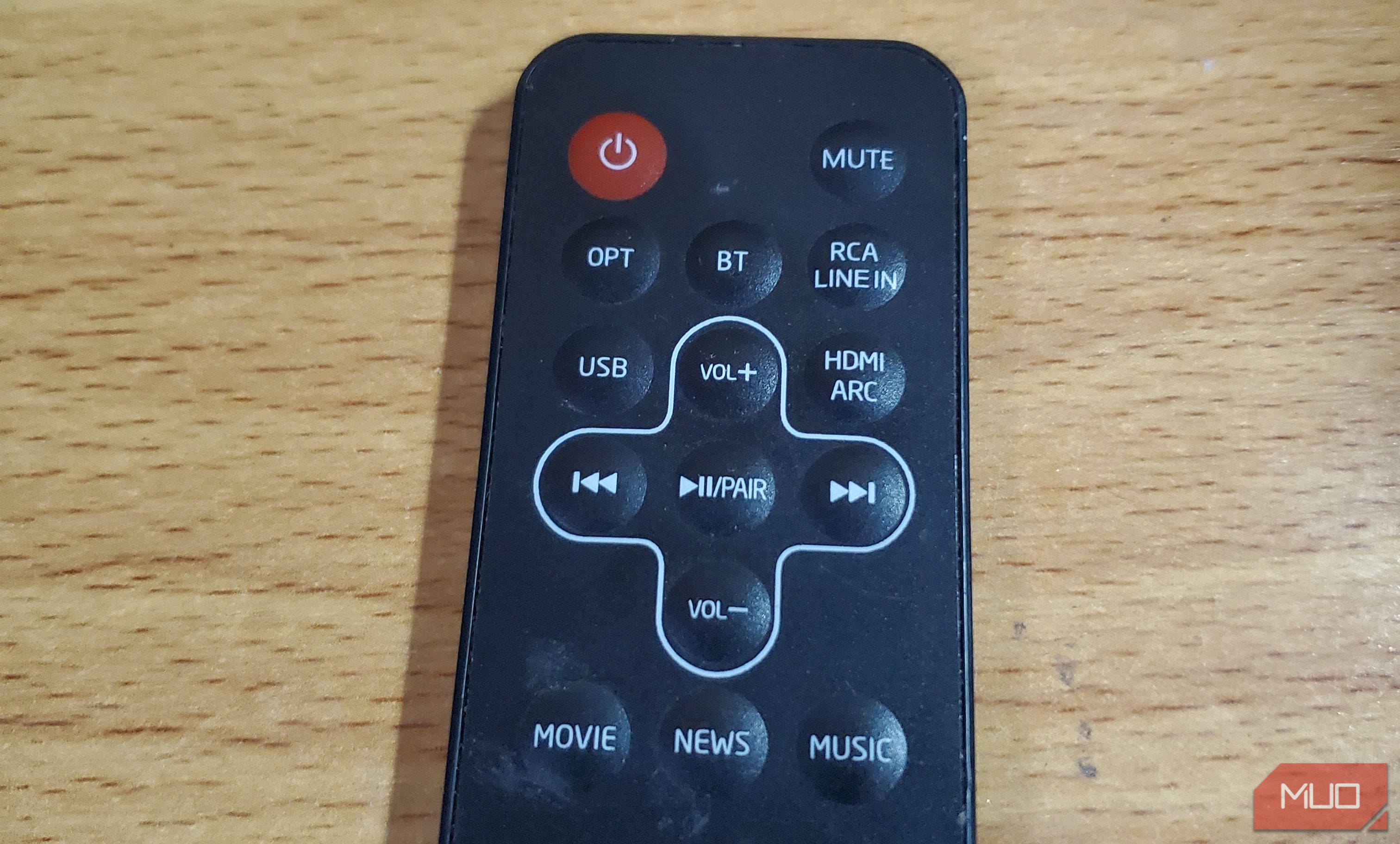 A Hisense soundbar remote showing different buttons