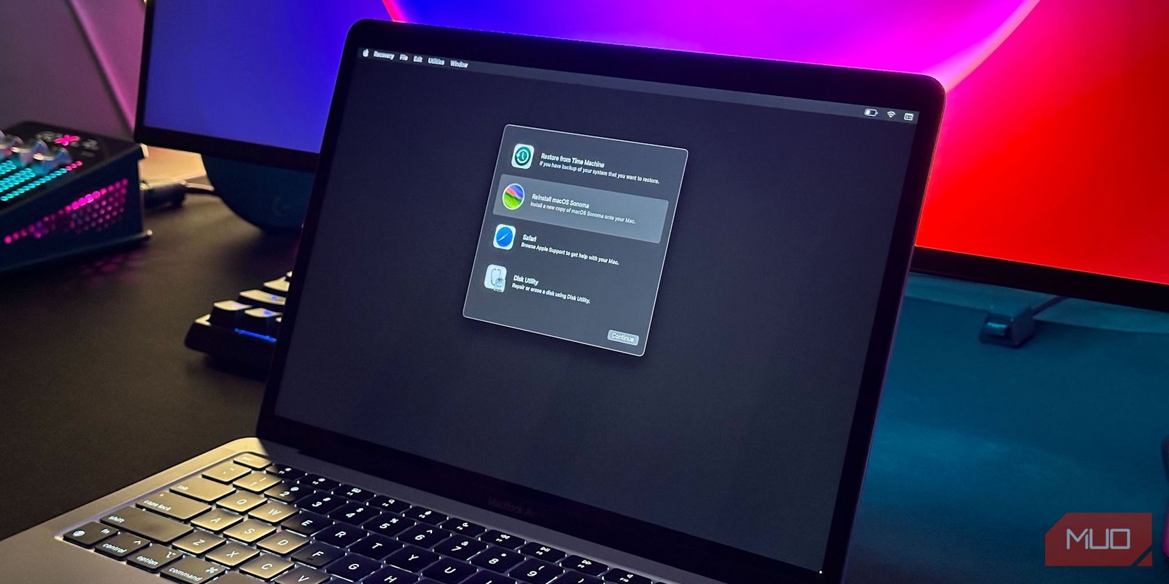 macOS Recovery screen appearing on a MacBook Air