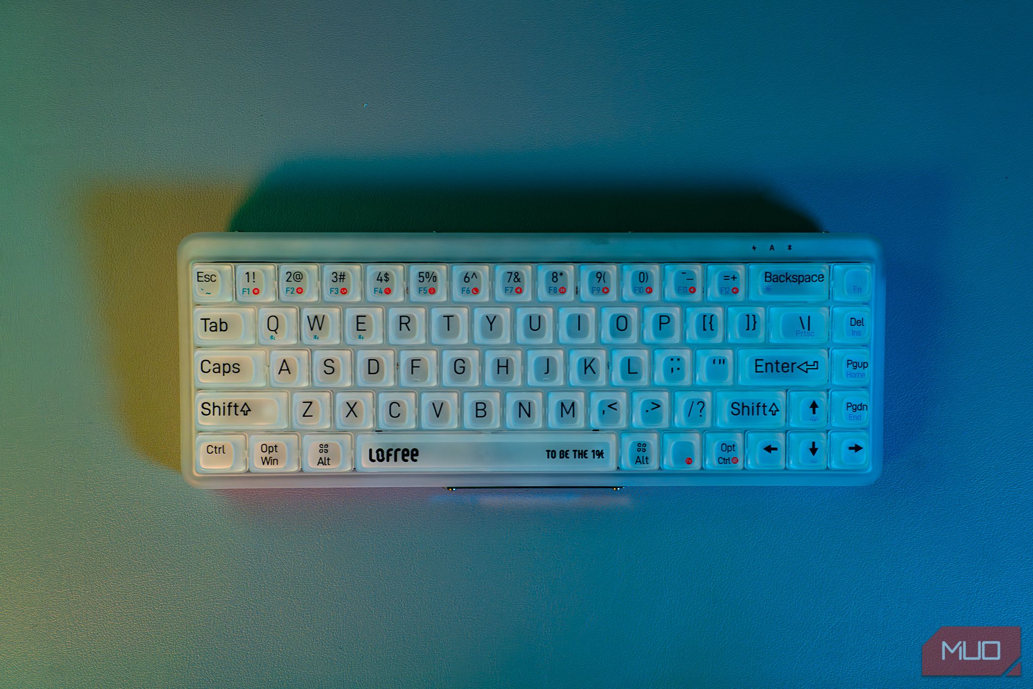 Top view of the The LOFREE 1 semi transparent mechanical keyboard