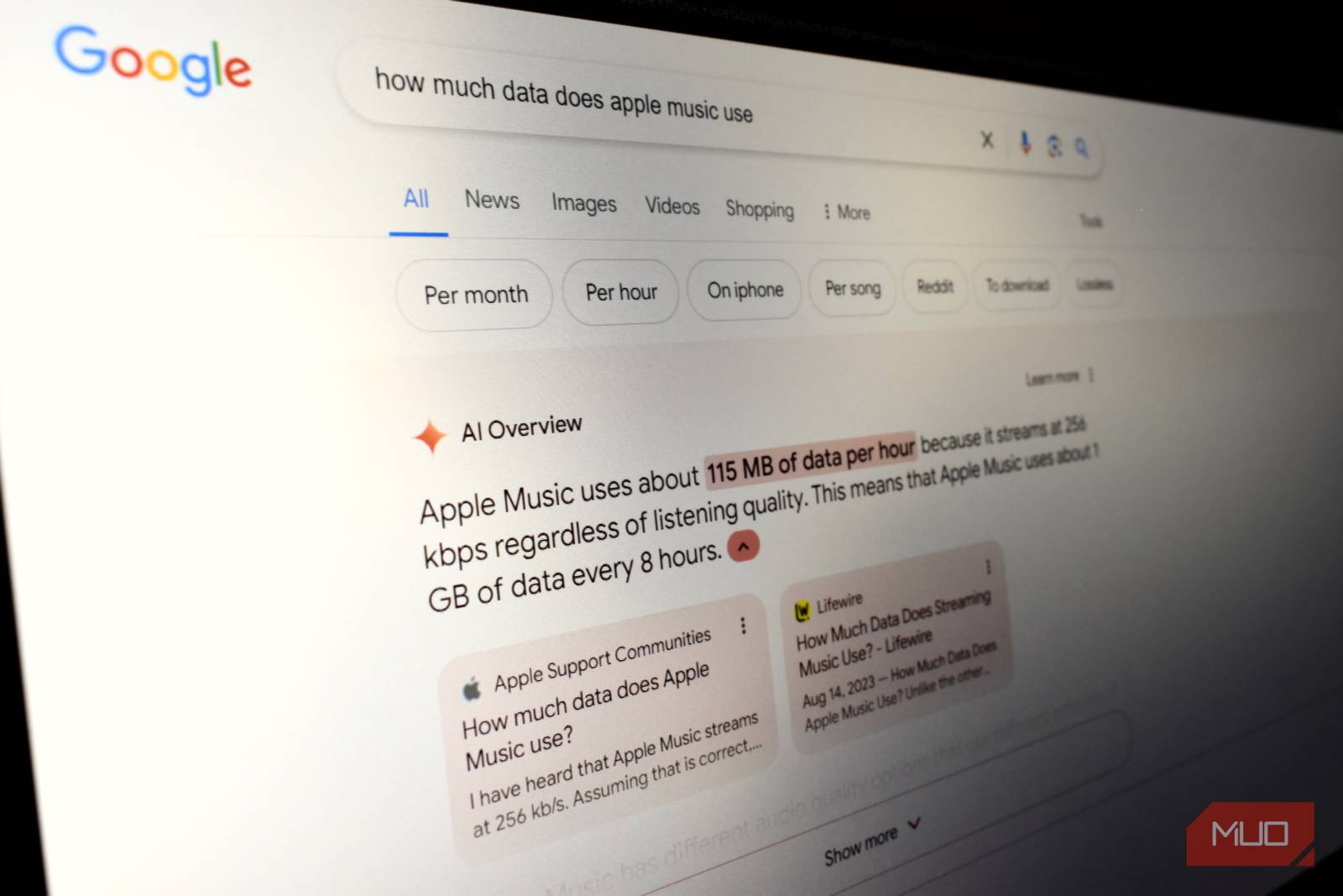 google ai overview search on laptop screen