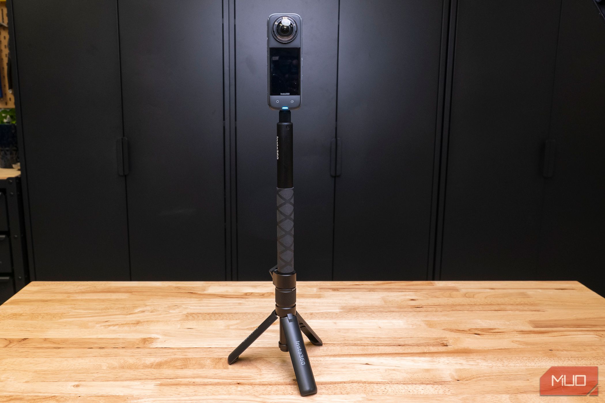 Insta360 X4 attached to the bullet time tripod