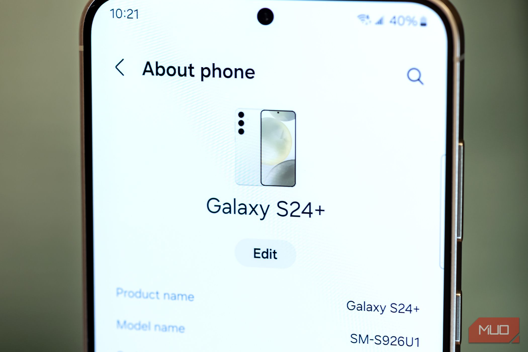 The about phone tab of the settings open on the Samsung Galaxy S24 Plus