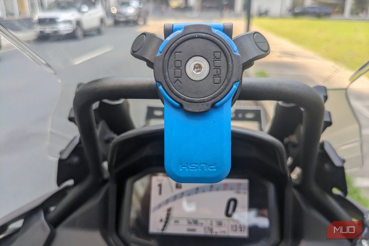 A Quad Lock mount without the phone attached.