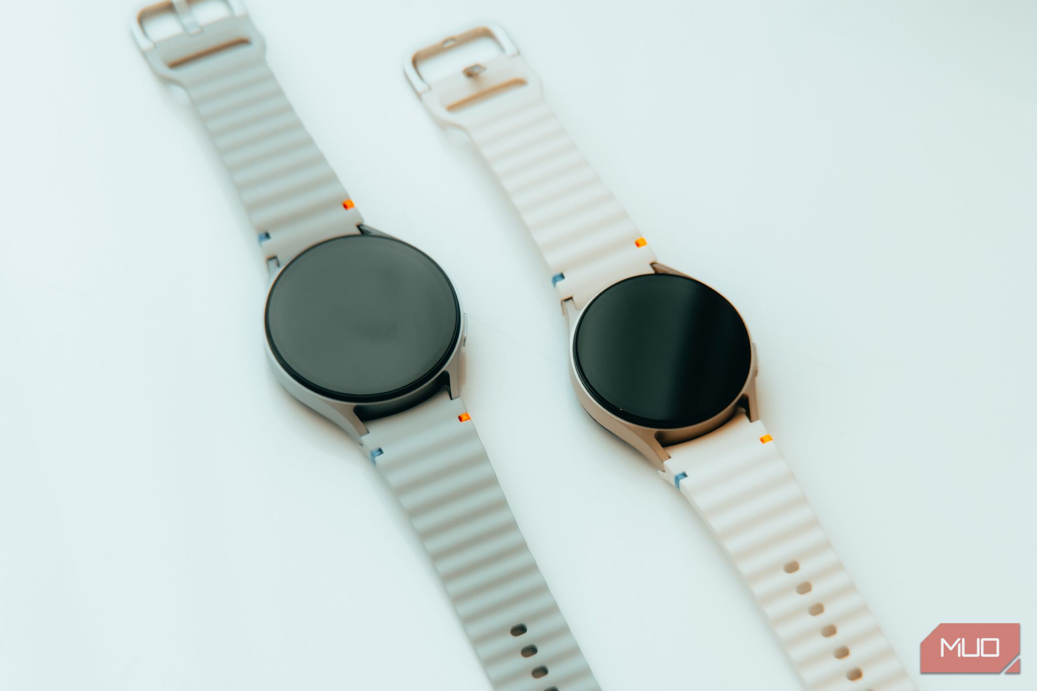 Samsung Galaxy Watch 7 (both sizes) on white table
