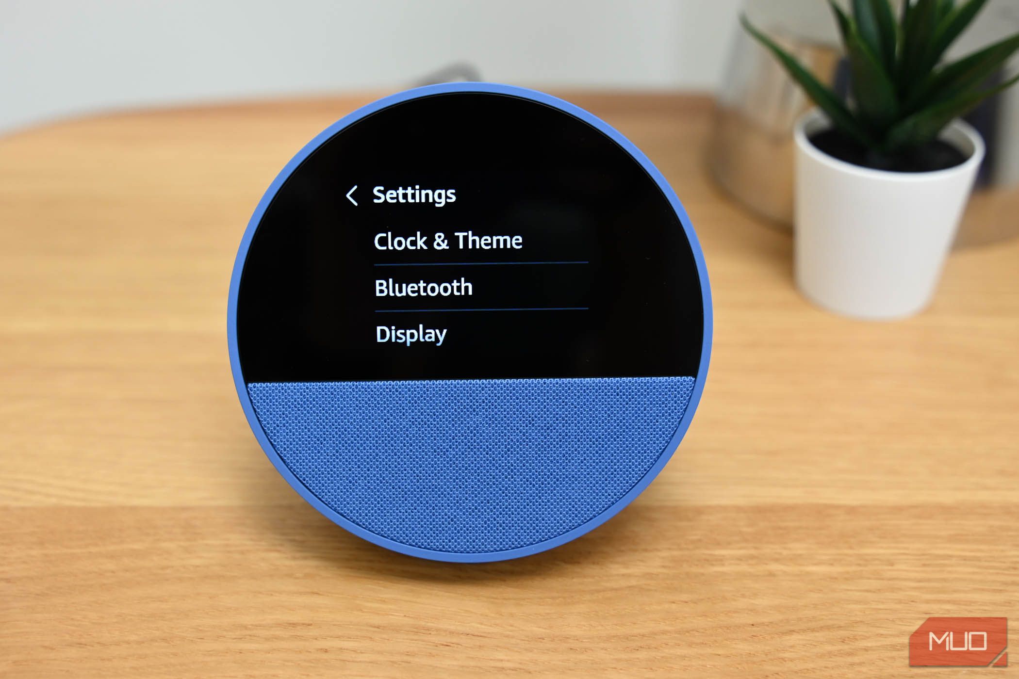 Settings menu on the Amazon Echo Spot-1