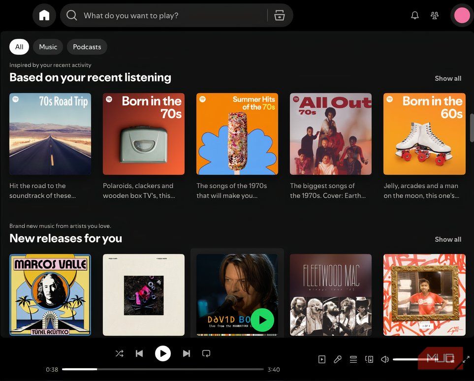 Spotify recommendations based on user activity.