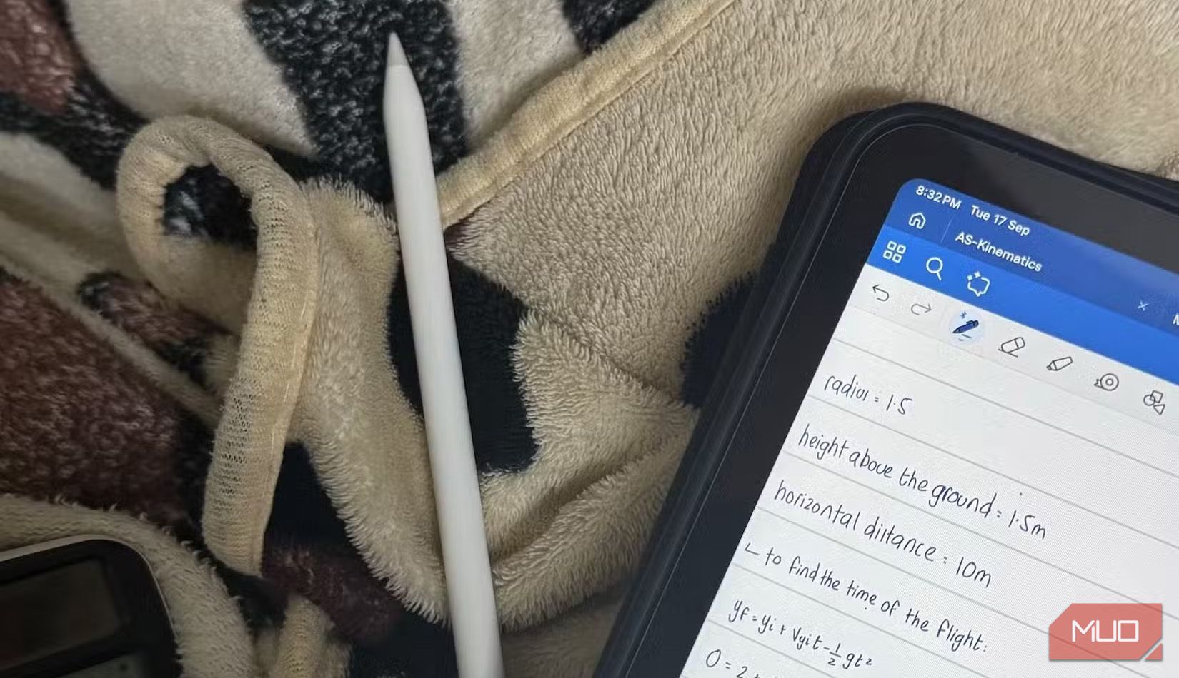 A note taking app open on an iPad