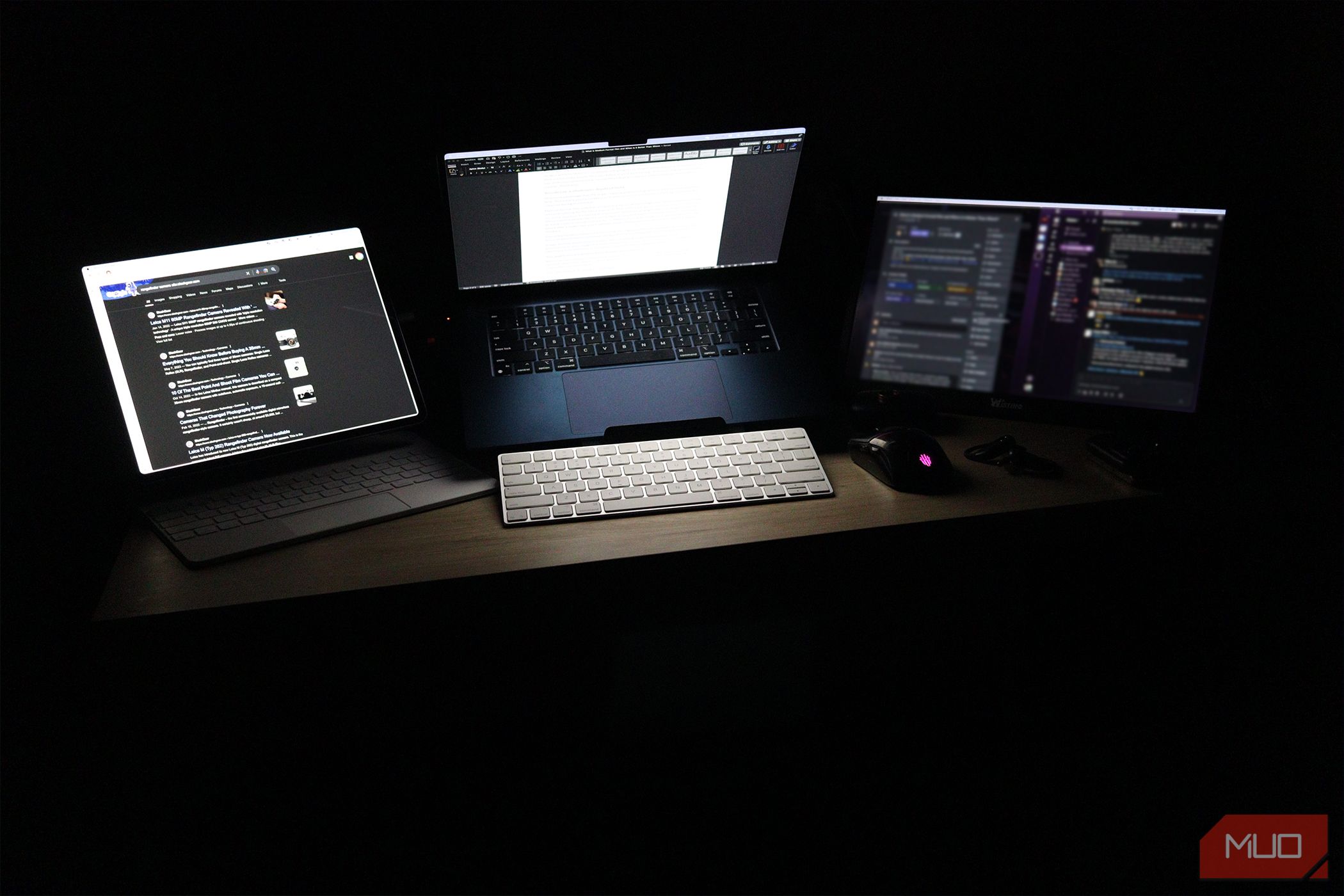 MacBook Air with multiple monitors portable setup