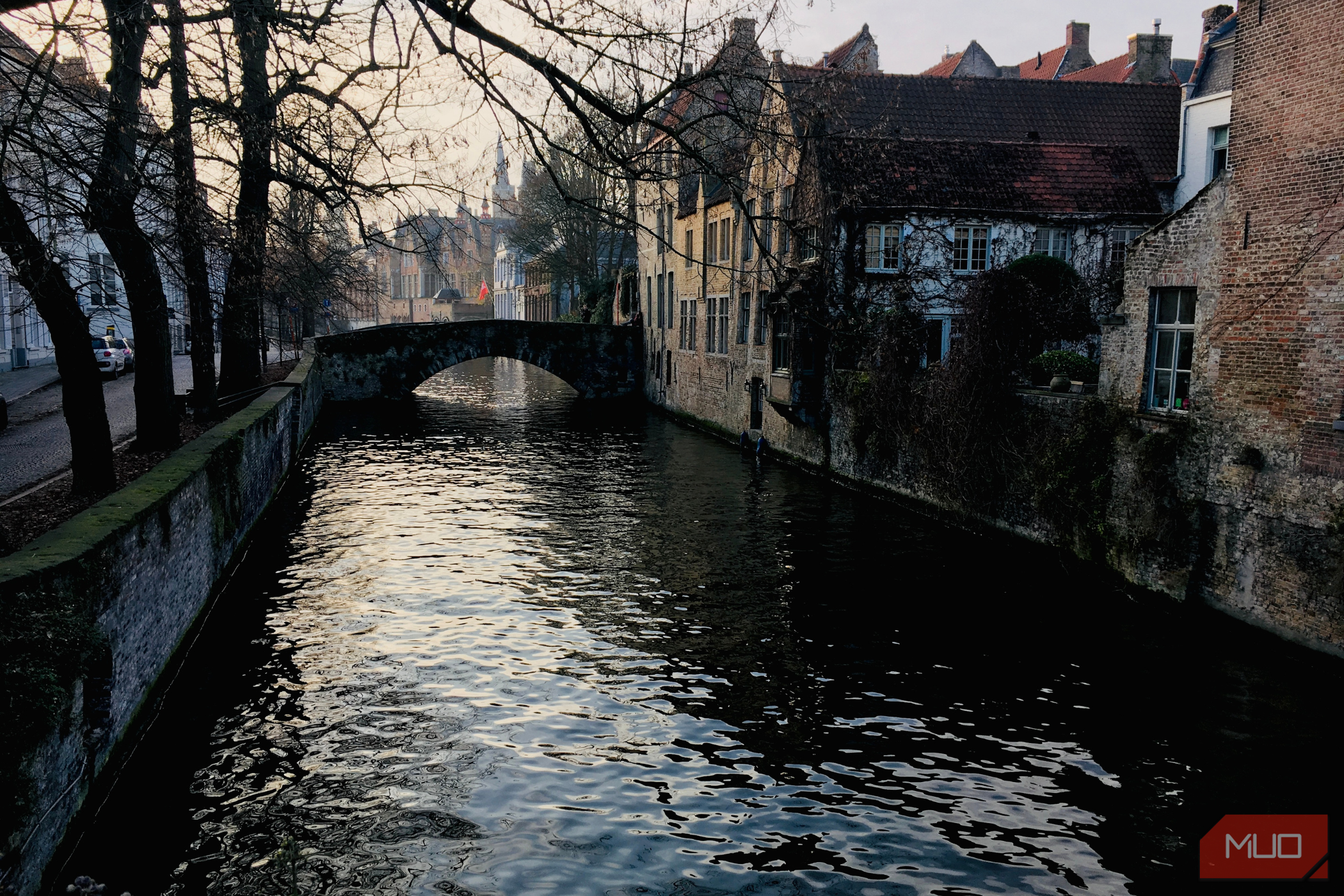 A photo of a town taken on a smartphone in winter