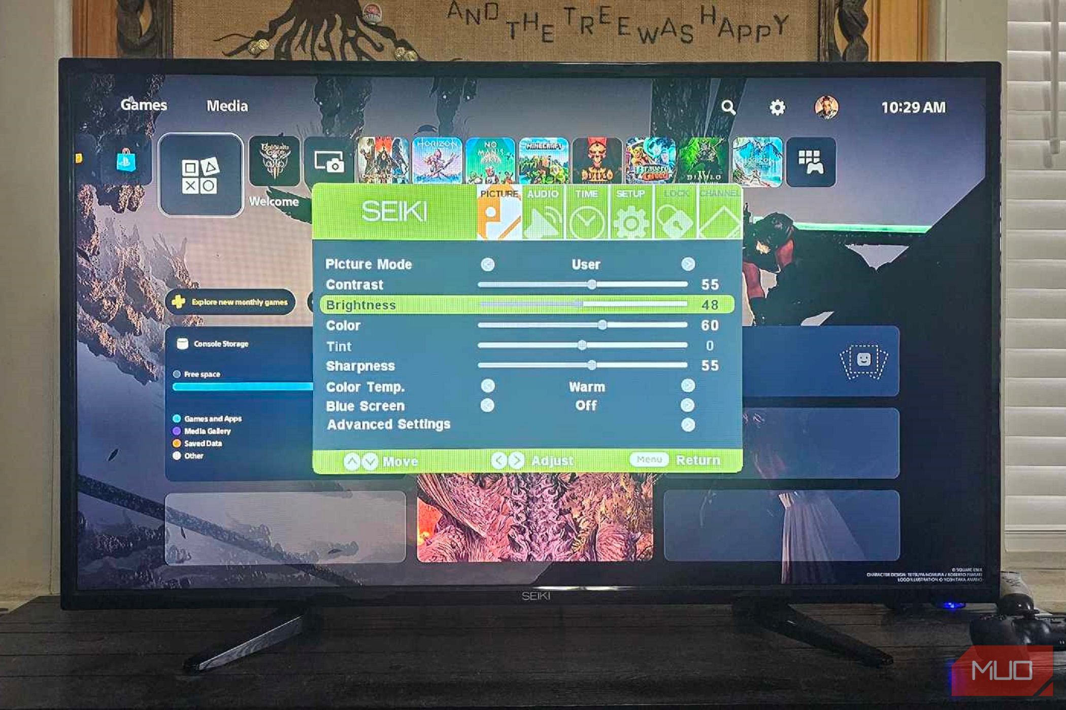 adjusting the brightness setting on a smart tv