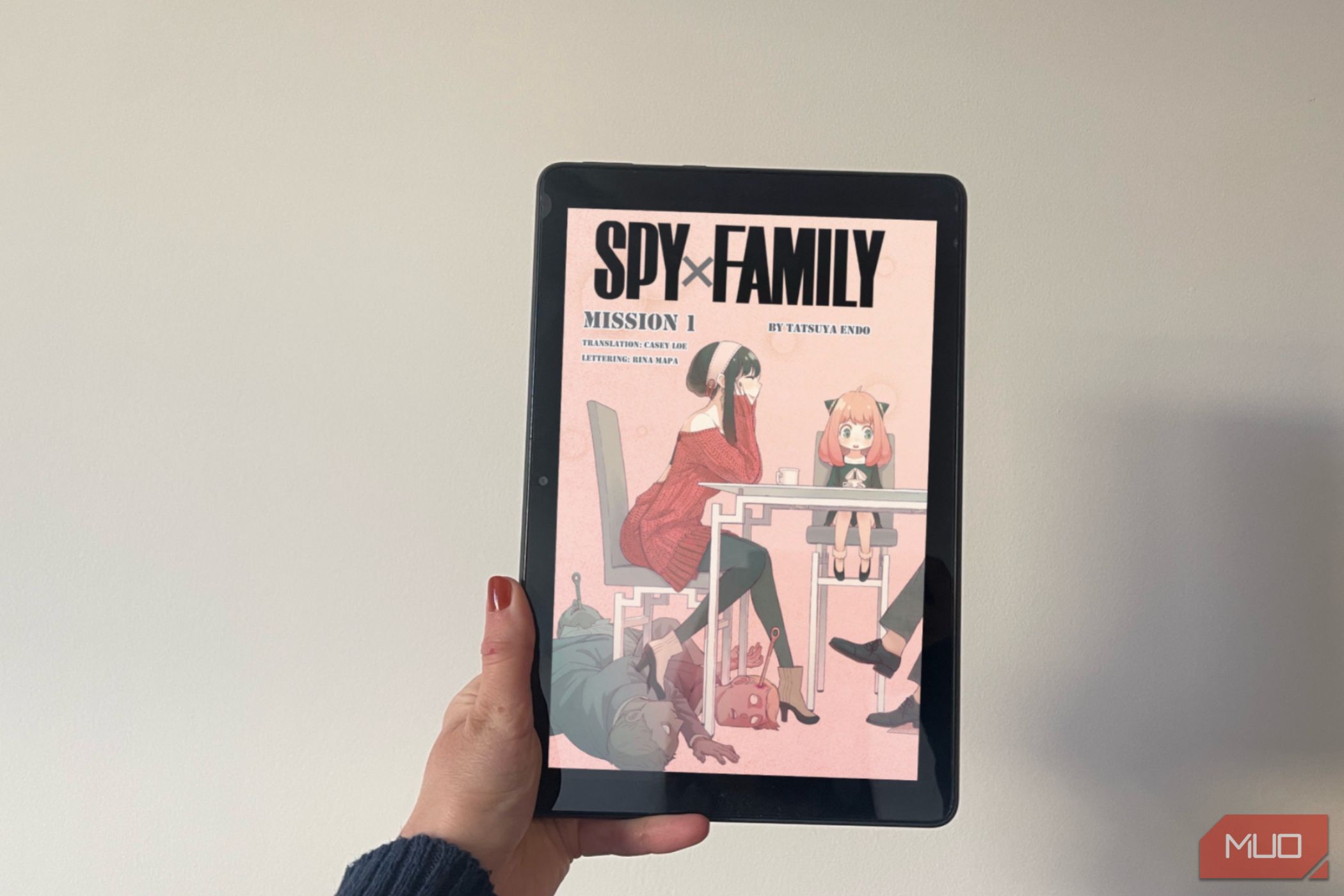 Kindle Fire Tablet with first chapter of Spy x Family manga