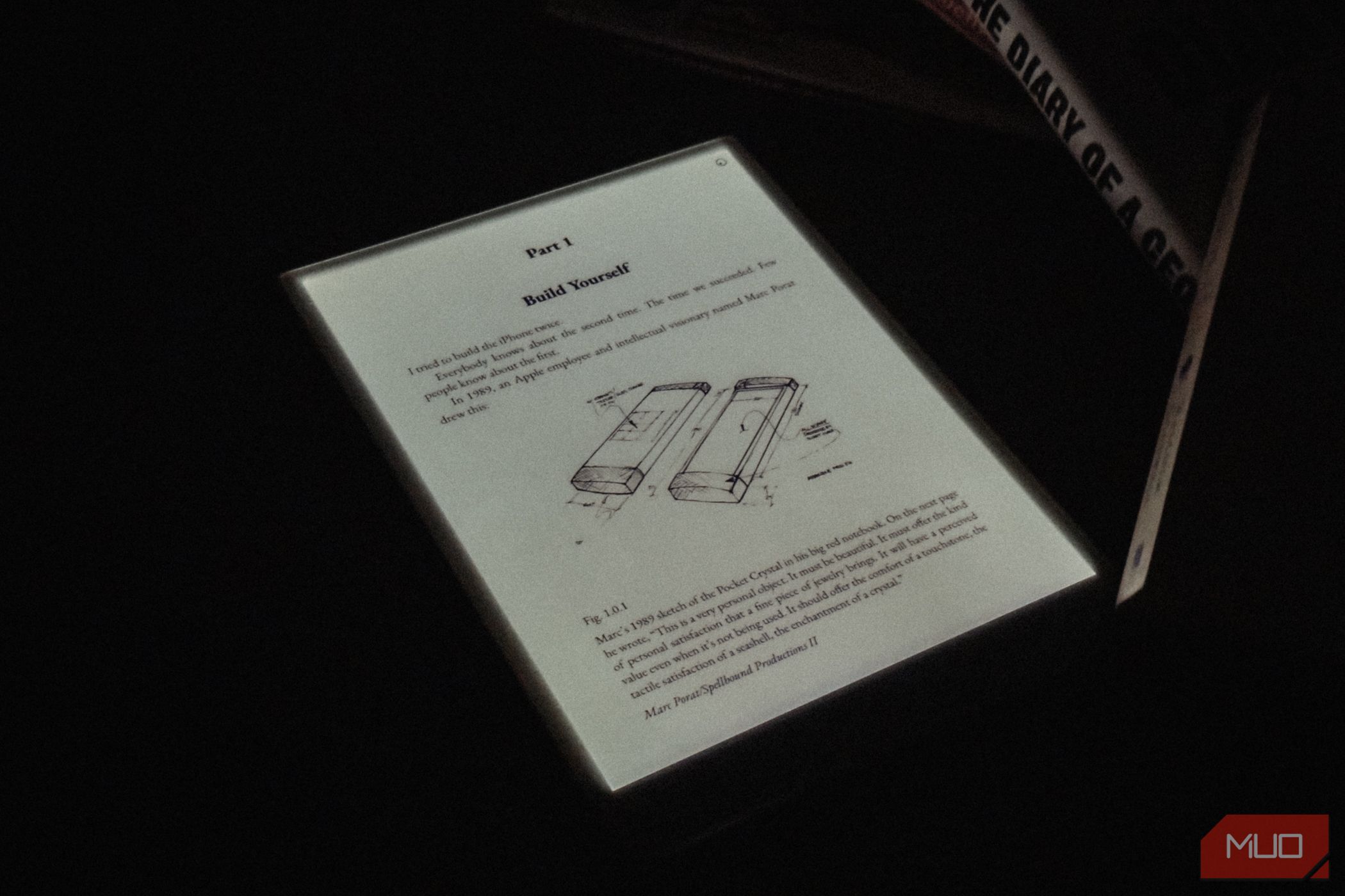 reMarkable Paper Pro in dark room with backlight on.