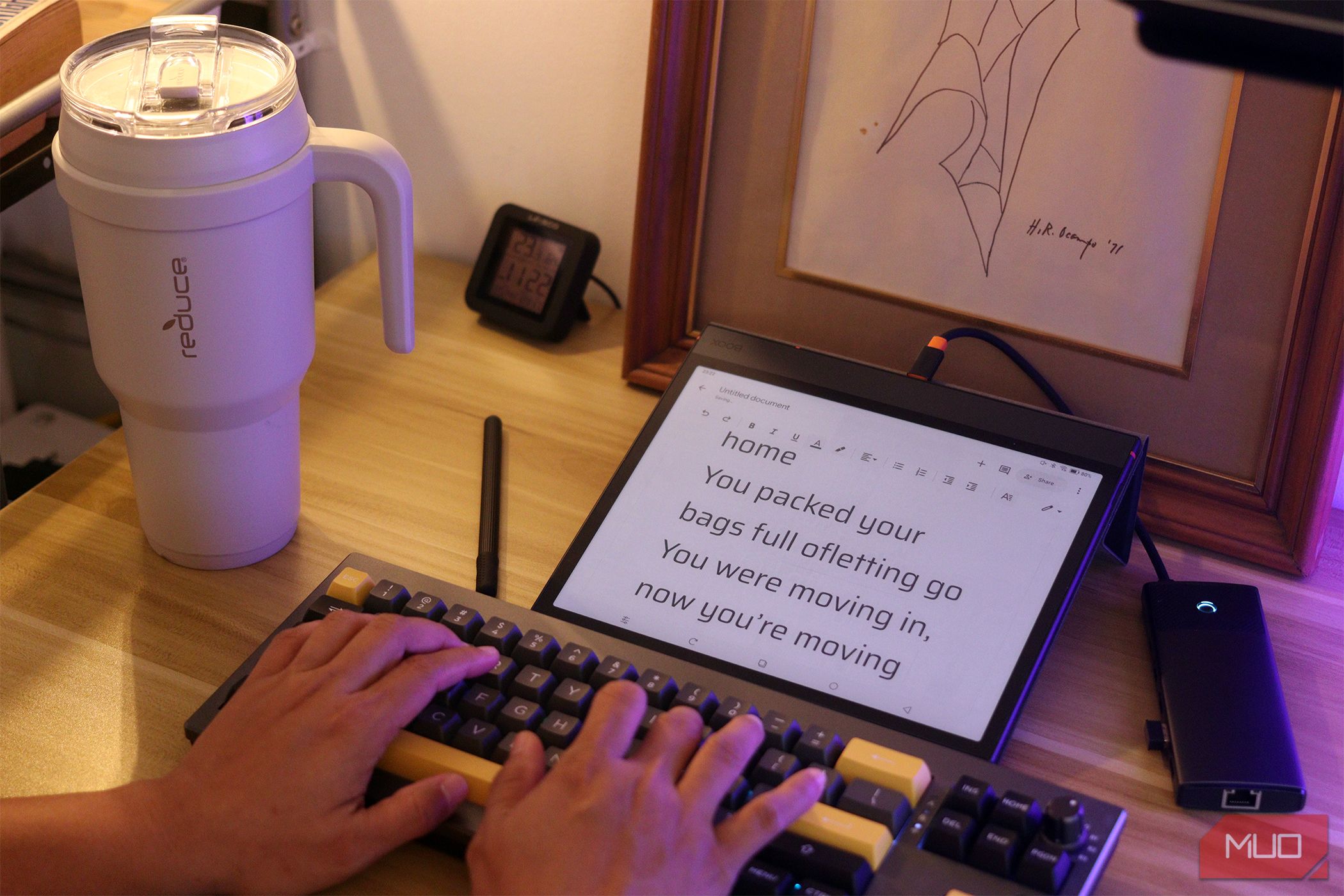 typing text on the Onyx Boox Note Air4 C using a mechanical keyboard