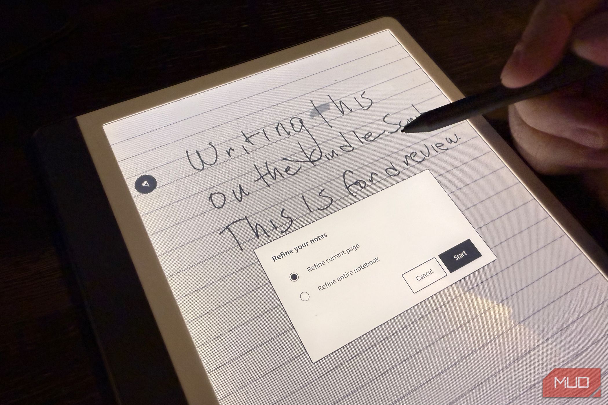 The Amazon Kindle Scribe note refine.