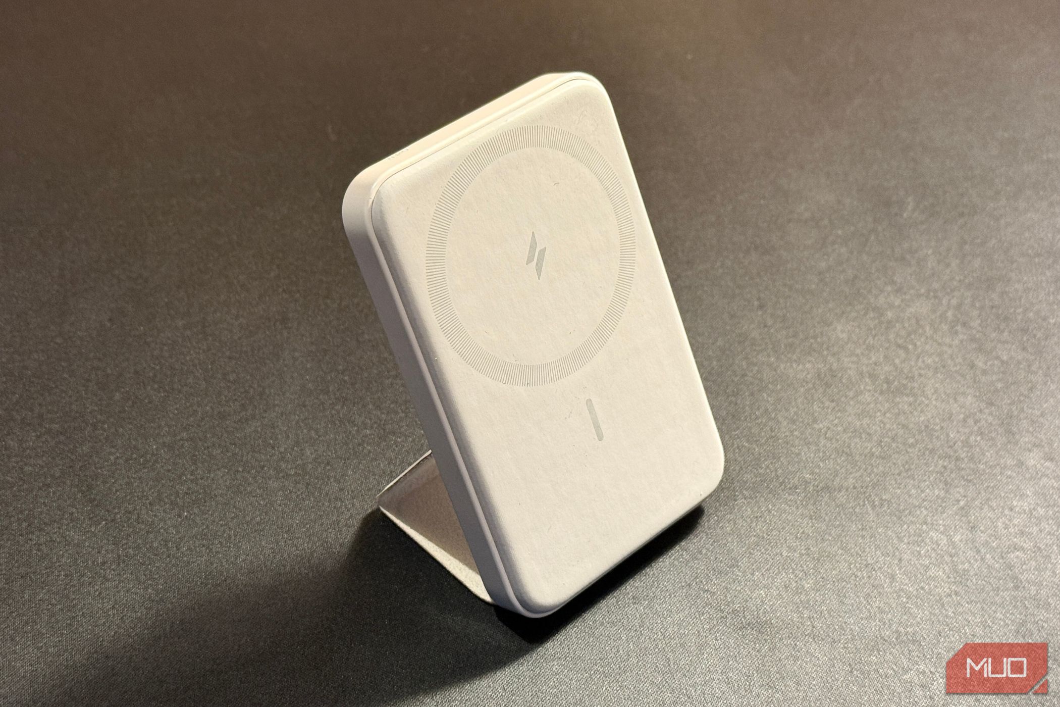 Anker MagSafe Power Bank In Stand Mode on a Table