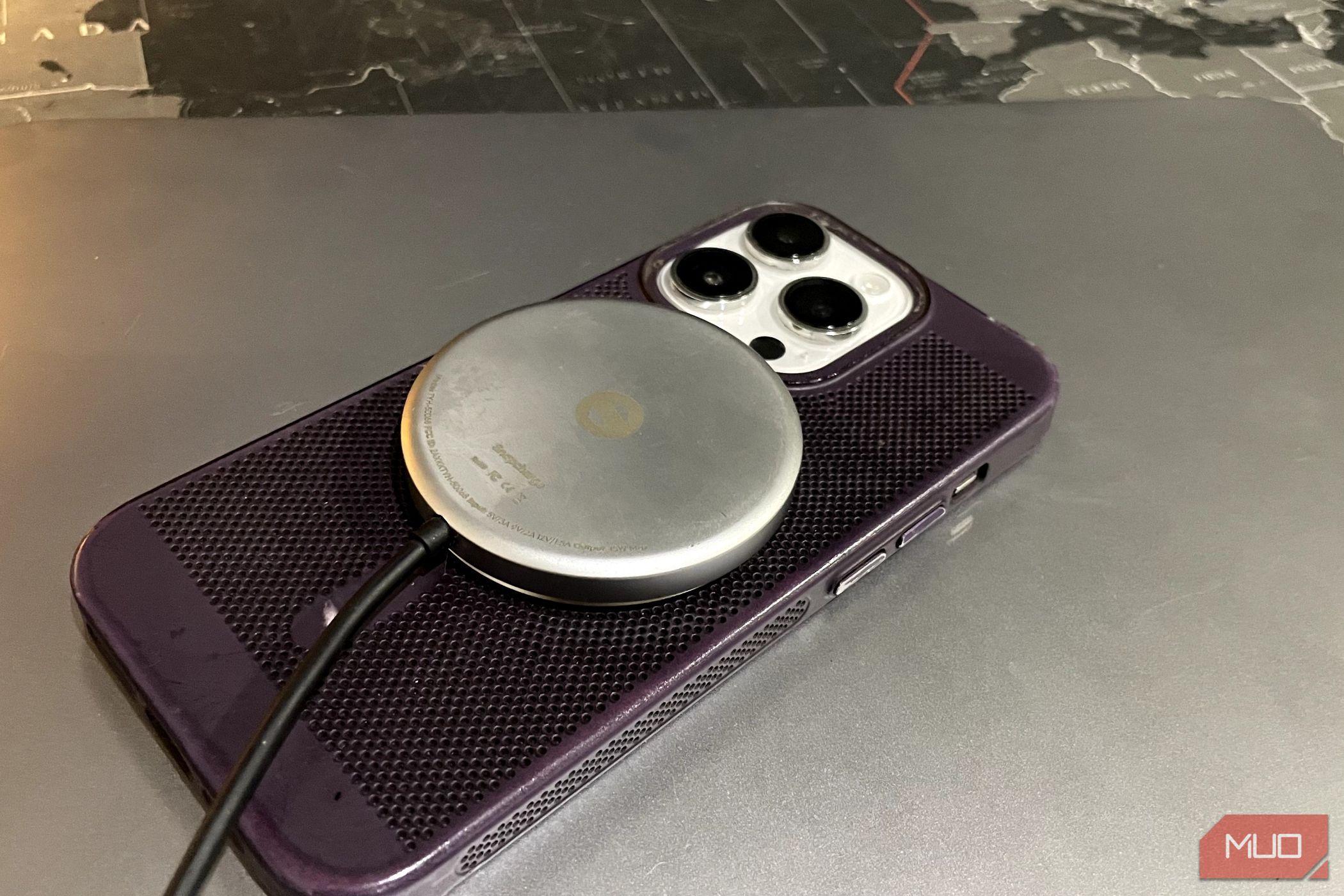 iPhone wireless charger on an iphone