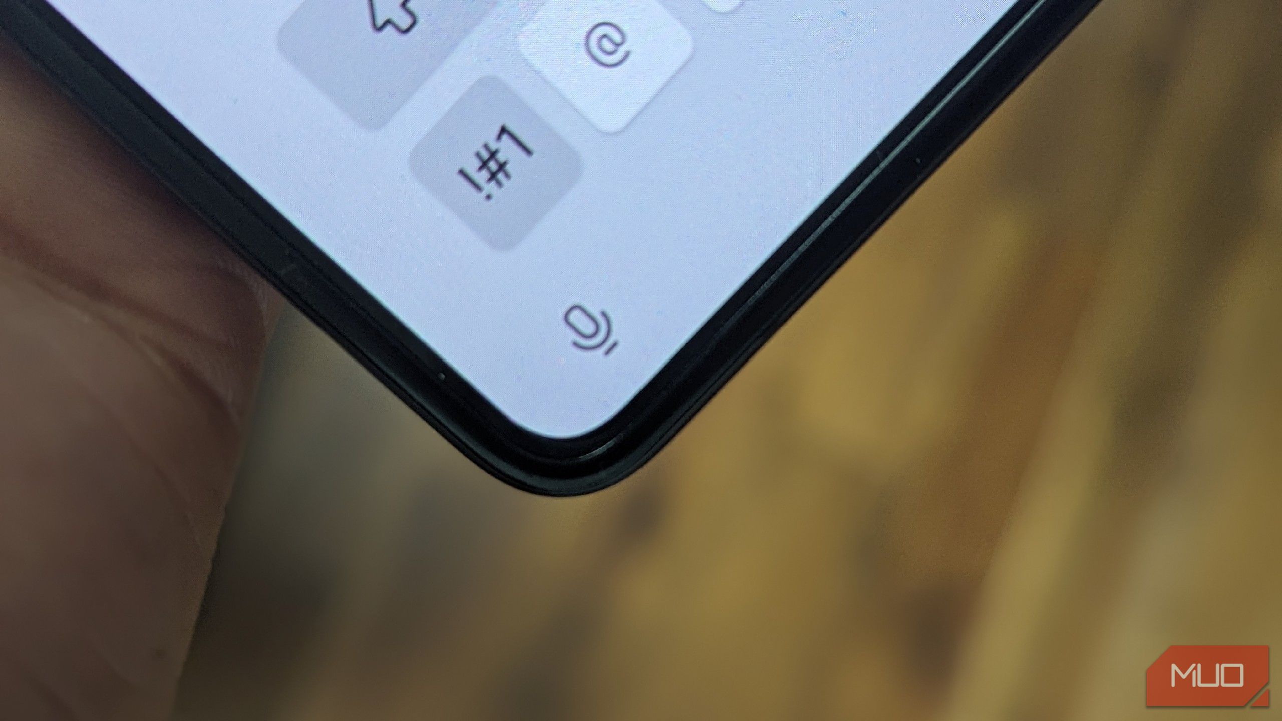 The mic icon in the bottom corner of a virtual keyboard on a Galaxy Z Fold 5.