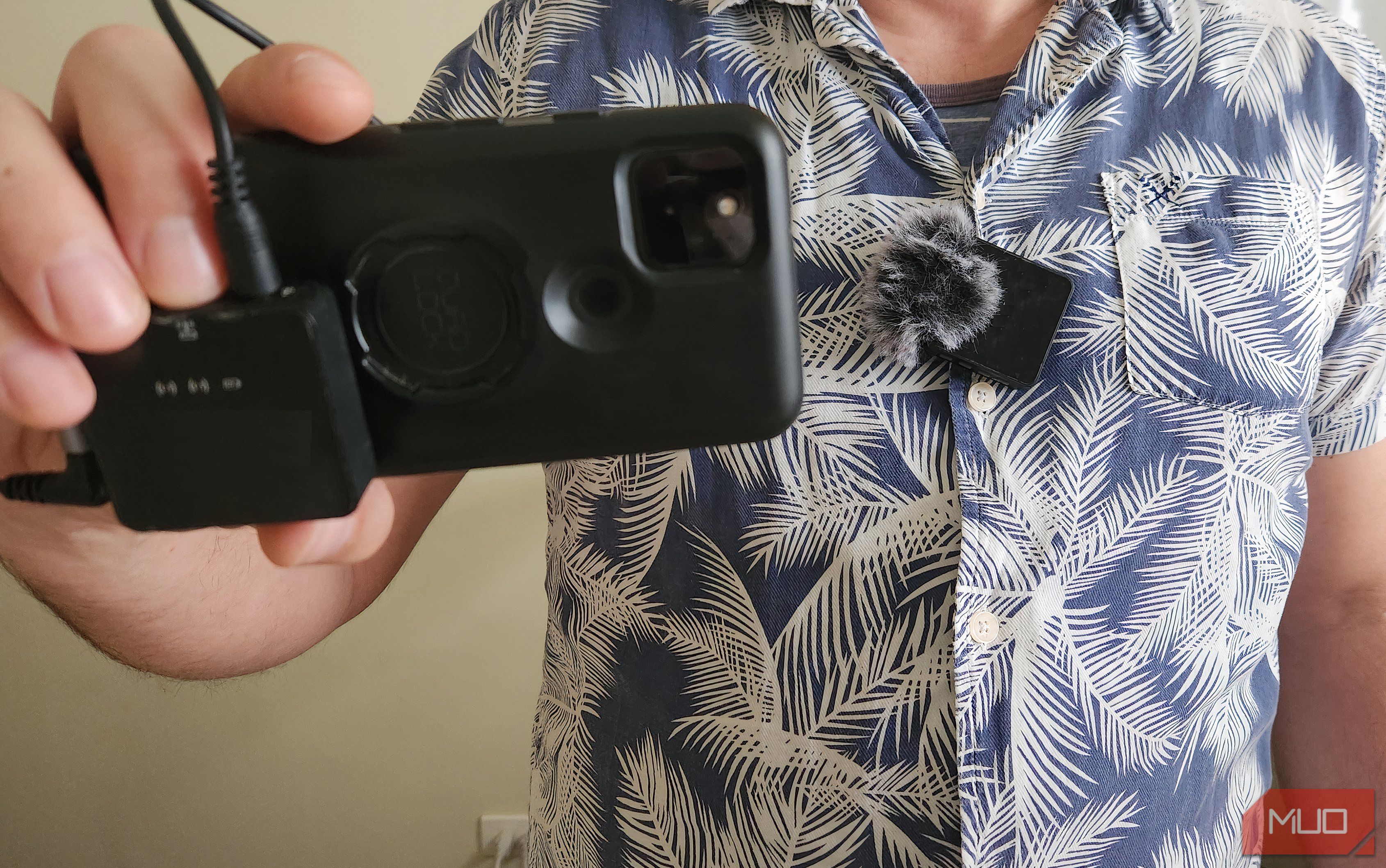 A phone and lavalier mic receiver.