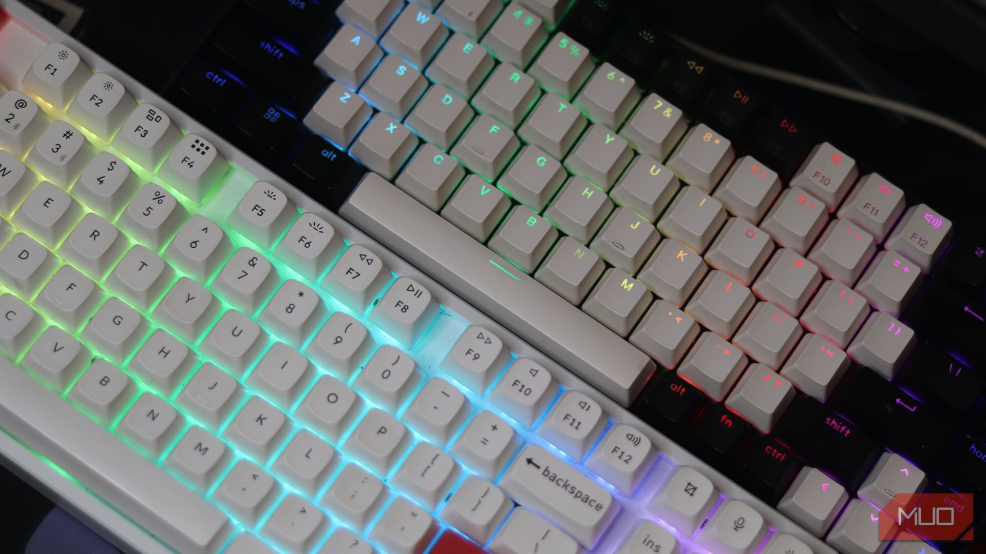 Two mechanical keyboards next to each other