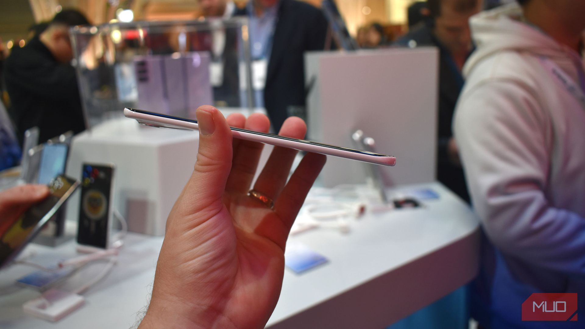 tecno spark slim ultra slim phone side view at mwc 2025