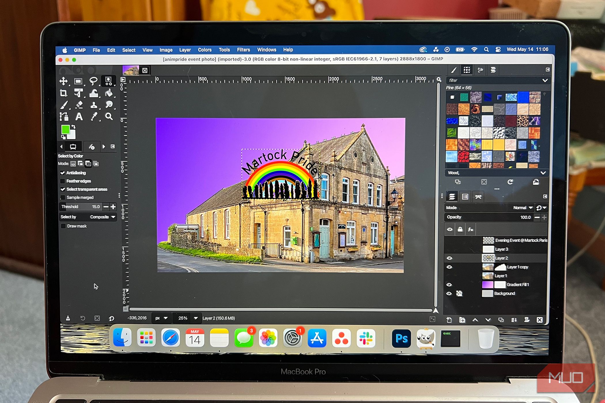 PSD file open in GIMP on a MacBook Pro